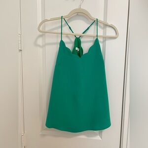 J. Crew Vibrant Green Scalloped Camisole, size 00